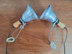 2 vintage Hema klemspots aluminium met hout, Huis en Inrichting, Lampen | Spots, Ophalen of Verzenden, Metaal of Aluminium, Plafondspot of Wandspot