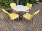 Amerikaanse diner tafel + 4 stoelen Bel Air fifties sixties, Huis en Inrichting, Stoelen, Ophalen, Zo goed als nieuw, Amerikaanse retro fifties sixties