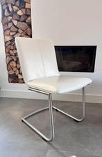 Vier wit lederen en Hazel design stoelen op rvs frame, Huis en Inrichting, Stoelen, Ophalen, Wit, Niet opgegeven, Zo goed als nieuw