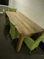 Teak houten tafel 220 x100 m incl stoelen 4.x, Tuin en Terras, Tuinsets en Loungesets, Zo goed als nieuw, Ophalen