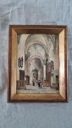 Schilderij van een kerkinterieur, Antiek en Kunst, Ophalen of Verzenden