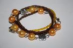 Wikkelarmband in oker, geel en bruin, Ophalen of Verzenden, Nieuw, Geel