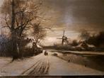 Winterlandschap met molen naar Louis Apol door L. van Es, Antiek en Kunst, Kunst | Schilderijen | Klassiek, Ophalen of Verzenden