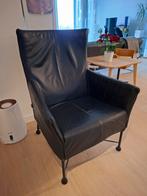 Montis Charly zwart lederen stoel, Huis en Inrichting, Fauteuils, Ophalen, Zo goed als nieuw, 50 tot 75 cm, Leer