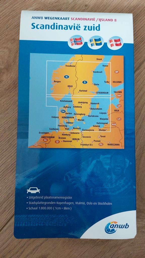 ANWB - Scandinavië / IJsland 8. Scandinavië zuid, Boeken, Atlassen en Landkaarten, Zo goed als nieuw, Landkaart, Nederland, 2000 tot heden