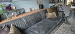 Leren bank Station 7 - Blauw/grijs, Ophalen, 300 cm of meer, Zo goed als nieuw, Rechte bank