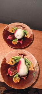 2 plaquettes, appel en peer, 3-D bord, Frankrijk, antiek, Ophalen of Verzenden