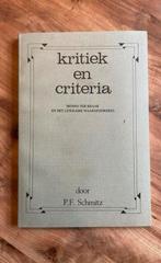 Kritiek en Criteria - P.F. Schmitz, Ophalen of Verzenden, Gelezen, Nederland
