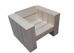 2 Steigerhouten Loungestoelen met kussens (als bouwpakket), Tuin en Terras, Ophalen, Zo goed als nieuw, Hout