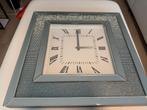 Zilverkleurige Wandklok met Strass, Ophalen, Zo goed als nieuw, Analoog, Wandklok
