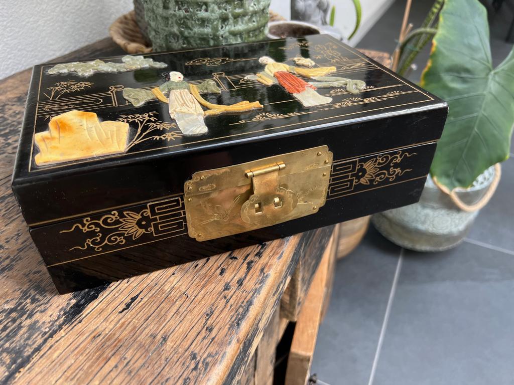 Chinese sieradenkist speksteen jade groot chinees kist, Antiek en Kunst, Kunst | Niet-Westerse kunst, Ophalen of Verzenden