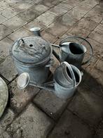 Twee zinken gieters en een zinken wastobbe, Tuin en Terras, Gieters, Ophalen, Gebruikt