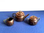 Antiek koperen set: theepot suikerpot melkkan, Ophalen of Verzenden