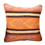 Kelimkussen 45x45 bruin rood oranje van vintage kelim, Yazgibi, Verzenden, Vierkant, Nieuw