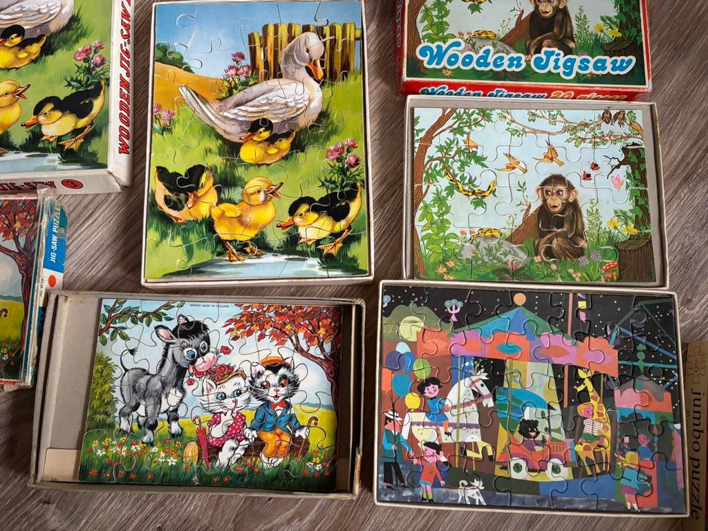 4 puzzels retro vintage, Antiek en Kunst, Ophalen of Verzenden