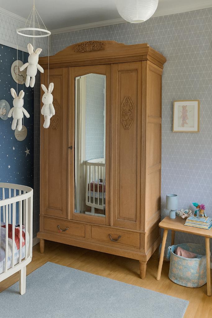 Massief eiken kleding linnen kind leg baby kast vintage art, Huis en Inrichting, Kasten | Kledingkasten, Zo goed als nieuw, 200 cm of meer