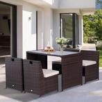 Outsunny Polyrotan tuinset klein balkon loungeset zwart izgs, Ophalen, 4 zitplaatsen, Zo goed als nieuw, Wicker