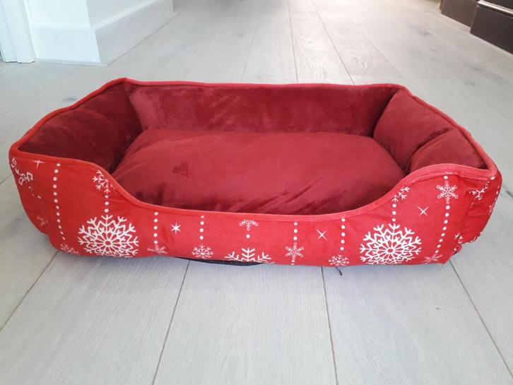 Hondenmand rood met winter kerst print fluweel hond mand, Dieren en Toebehoren, Hondenmanden, Nieuw, Pluche, Ophalen of Verzenden