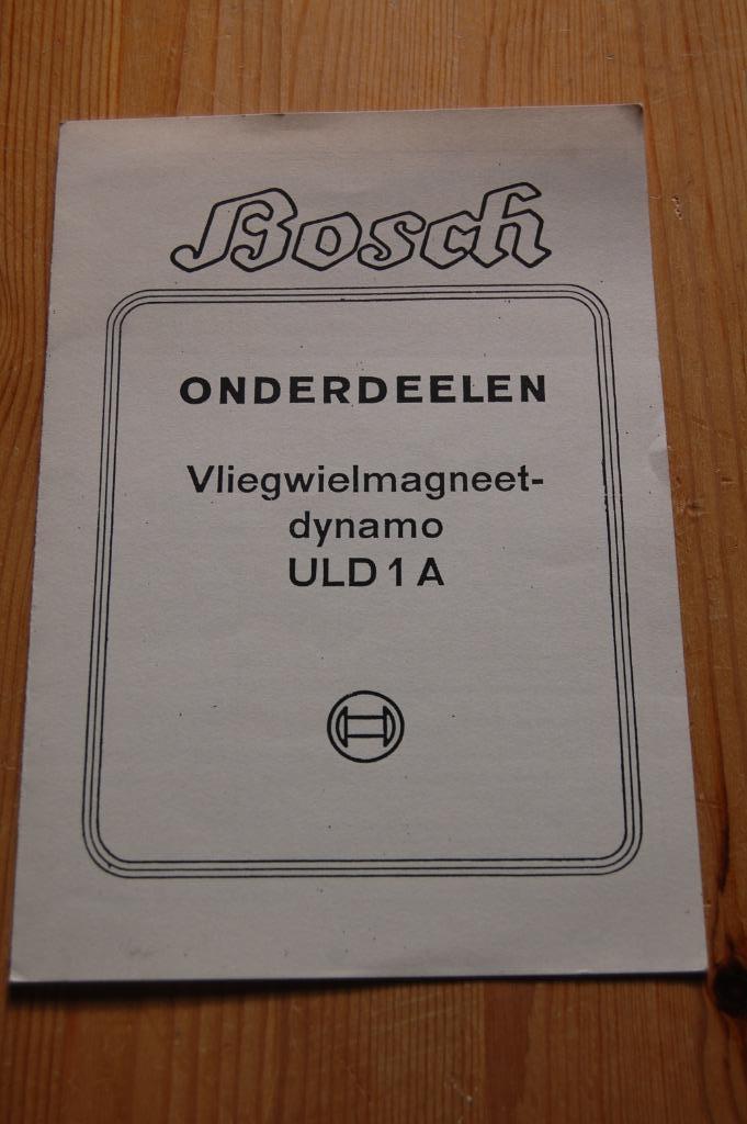 Bosch vliegwielmagneetdynamo ULD1A, Fietsen en Brommers, Handleidingen en Instructieboekjes, Nieuw, Verzenden