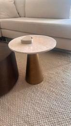 Bijzettafel travertin met goud, Minder dan 45 cm, Minder dan 55 cm, Rond, Nieuw