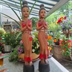 2 groote houten beelden medere kleuren, Antiek en Kunst, Ophalen