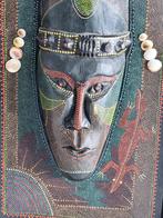 bijzonder antiek houten afrikaanse masker 60 cm & teak lijst, Antiek en Kunst, Kunst | Beelden en Houtsnijwerken, Ophalen of Verzenden