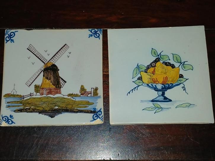 Oude Hollandse Tegels - Molen en Fruit, Antiek en Kunst, Antiek | Wandborden en Tegels, Ophalen of Verzenden