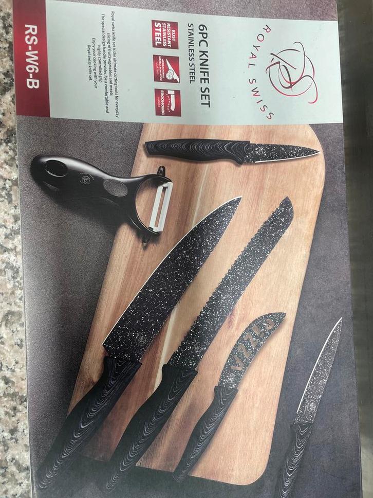 Royal Swiss 6-delige Messenset - Nieuw!, Huis en Inrichting, Keuken | Bestek, Nieuw, Bestekset, Rvs of Chroom, Vaatwasserbestendig