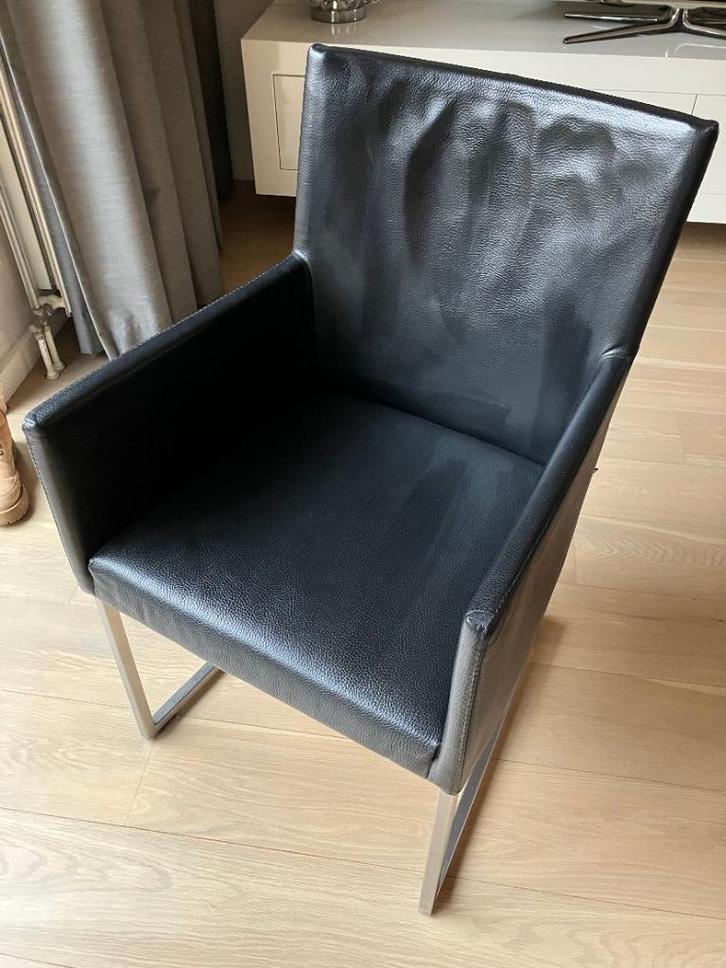 Mooie Eetkamerstoel Tidy van Bert Plantagie, Huis en Inrichting, Stoelen, Gebruikt, Eén, Leer, Zwart, Ophalen