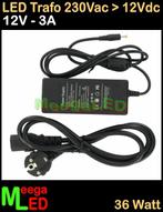 LED Trafo Voeding Adapter Driver - 230V > 12V - 3A = 36W –S2, Ophalen of Verzenden, Nieuw, LEDtrafo