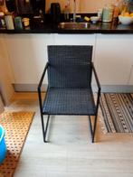 Zwarte Metalen Tuinstoel met Wicker, Ophalen of Verzenden, Gebruikt, Metaal