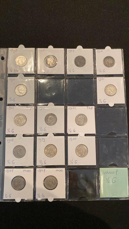 Zilveren halve guldens Wilhelmina, Postzegels en Munten, Munten | Nederland, Losse munt, ½ gulden, Koningin Wilhelmina, Zilver