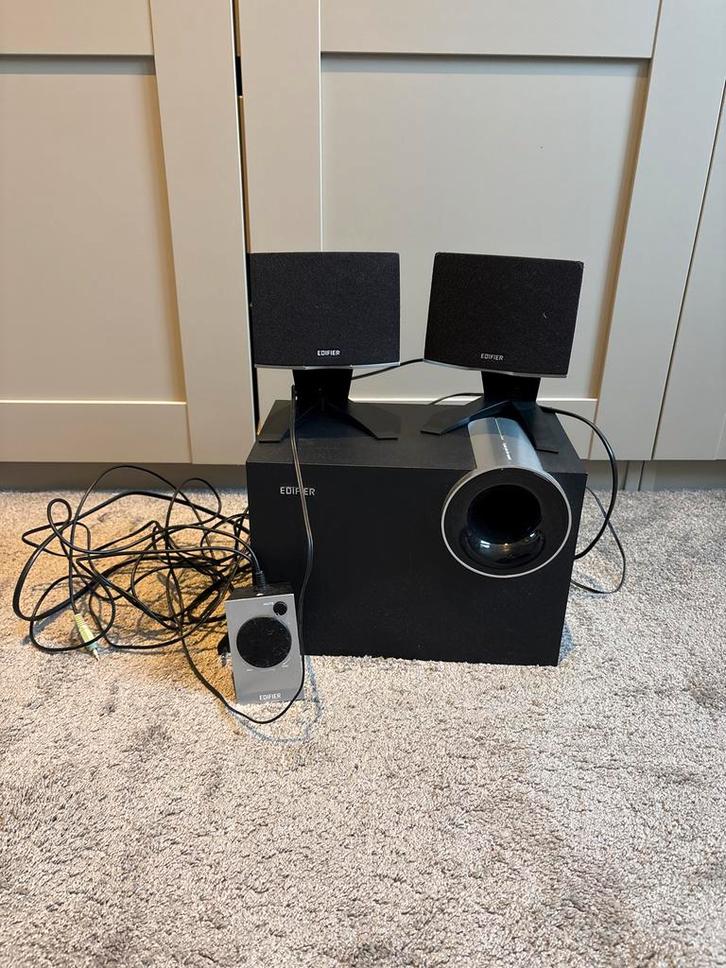 Edifier M1380 2.1 Luidsprekerset - Gebruikt, Computers en Software, Pc speakers, Gebruikt, Audiokanaal 2.1, Ophalen of Verzenden