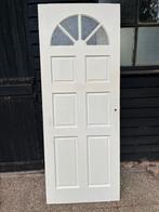 Hardhouten huisdeur met glas, Doe-het-zelf en Verbouw, Ophalen, Gebruikt, 80 tot 100 cm, Buitendeur