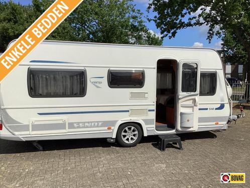 Fendt Topas 510 TG Mover/ Panoramaluifel, Caravans en Kamperen, Caravans, Bedrijf, tot en met 2, Rondzit, Fendt, 2 aparte bedden