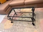 Glazen salontafel met metalen frame, Huis en Inrichting, Tafels | Salontafels, Ophalen, Gebruikt, 100 tot 150 cm, 50 tot 100 cm