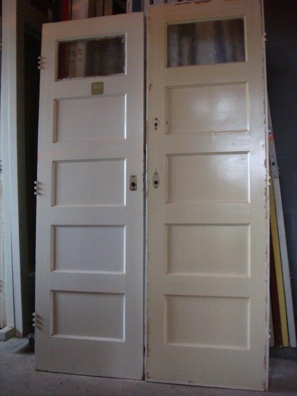 nr. 8a paneeldeur  5 vlaks met ruit bovenin (meerdere stuks), Doe-het-zelf en Verbouw, Deuren en Horren