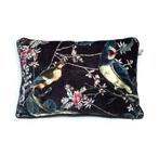 Aubergine kussen Birdy Flor Imbarro katoenvelours 40 x 60 cm, Huis en Inrichting, Woonaccessoires | Kussens, -, Nieuw, Ophalen of Verzenden