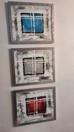 Gesigneerde set van 3 moderne abstracte schilderijen, Ophalen