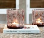 Riviera Maison windlicht / vazen set in nieuwstaat roze glas, Ophalen of Verzenden, Zo goed als nieuw
