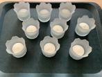 9 matglazen waxinelichthouders met waxinelichtjes - nieuw, Ophalen of Verzenden, Nieuw