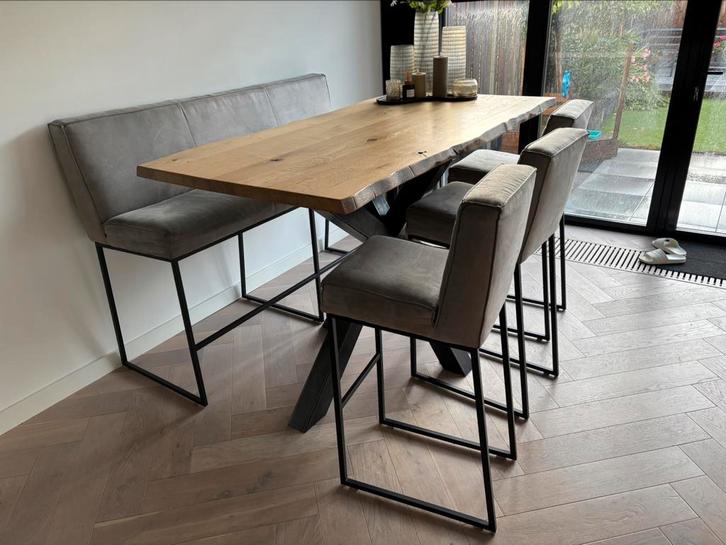 Eettafel set op bar hoogte, Huis en Inrichting, Barren, Zo goed als nieuw, Inclusief barstoelen, Ophalen