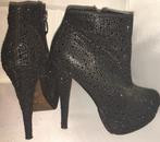 Zwarte glitter enkel laarjes mt 36, Kleding | Dames, Schoenen, Zwart, Ophalen of Verzenden, Zo goed als nieuw, Blink