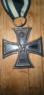 Duits ijzeren ww I kruis tweede klasse 1813 1914  met lint, Verzamelen, Ophalen of Verzenden, Landmacht, Duitsland, Lintje, Medaille of Wings