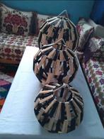 Raffia Hanglampen set naturel/zwart, Verzenden, Nieuw, Metaal, Minder dan 50 cm