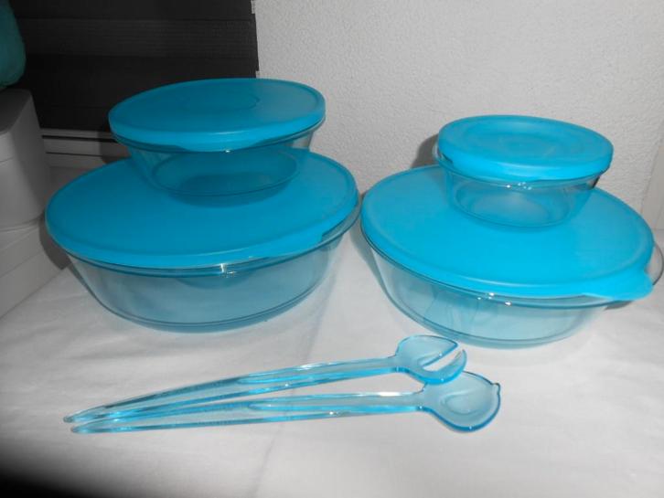 Tupperware 3S Schalen met Slacouvert Transparant Blauw NIEUW, Huis en Inrichting, Keuken | Tupperware, Nieuw, Schaal, Blauw, Ophalen of Verzenden