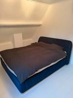 Trudy kingsizebed met opbergruimte, koningsblauw fluweel, Blauw, Tweepersoons, Ophalen of Verzenden, Zo goed als nieuw