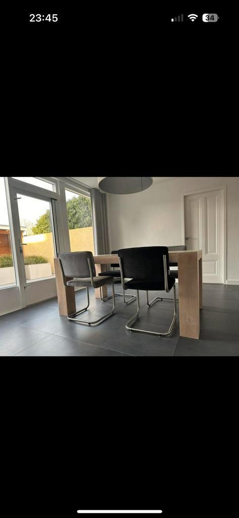 Goossens Quint eiken tafel 100x175 - Wit gebeitst, Huis en Inrichting, Tafels | Eettafels, Gebruikt, 100 tot 150 cm, 150 tot 200 cm