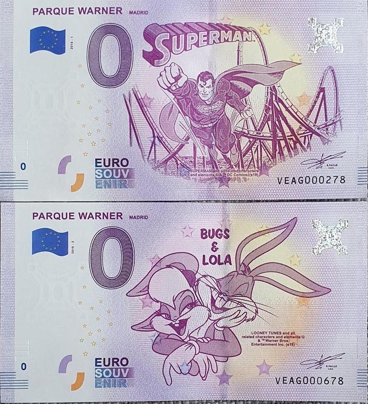 0 euro Spanje 2018 SET Parque Warner, Postzegels en Munten, Bankbiljetten | Europa | Eurobiljetten, Setje, Spanje, Ophalen of Verzenden