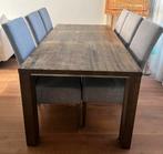 Houten eettafel en 6 stoelen. 180x90, Ophalen, Gebruikt, 50 tot 100 cm, Vijf personen of meer